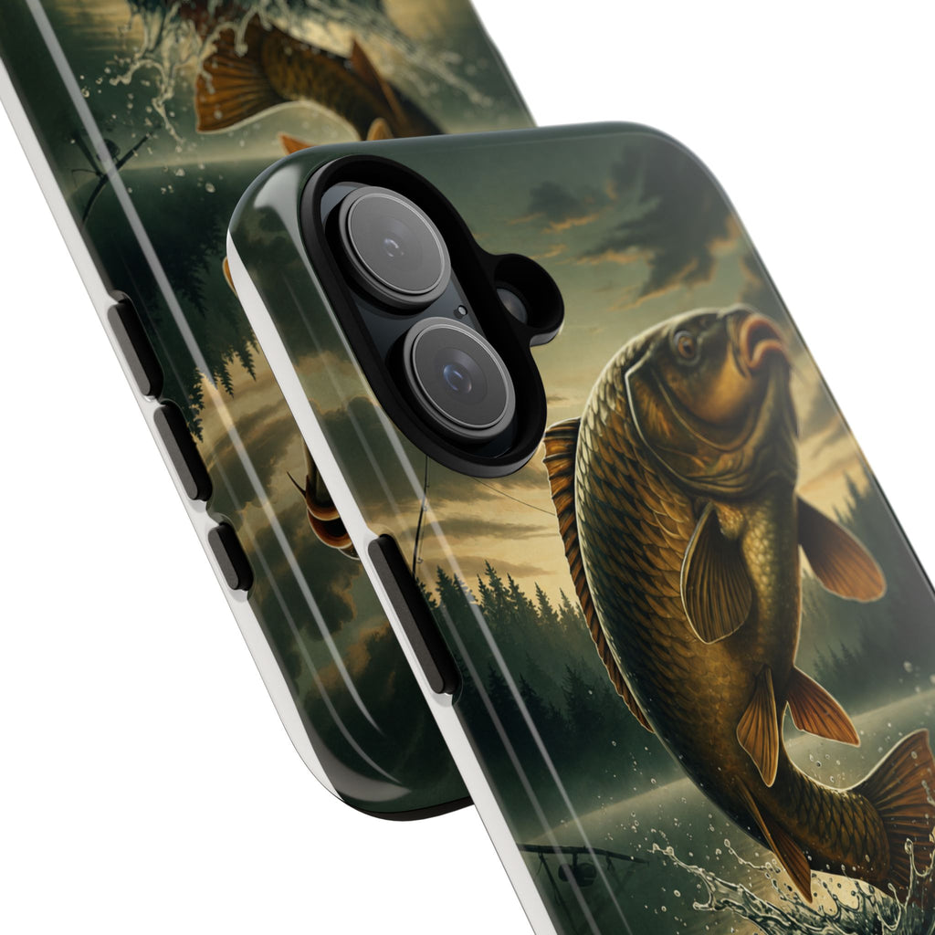 Phone Case - "Bankside Since Birth" Fishing Design (Carp Jumping, Angler Gift)
