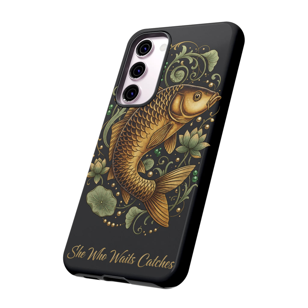 Phone Case — Carp Fish 'She Who Waits Catches' Protective Hard Cover