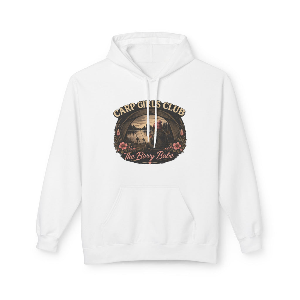 Carp Girls Club Hoodie — "The Bivvy Babe" Fishing Graphic Hoodie
