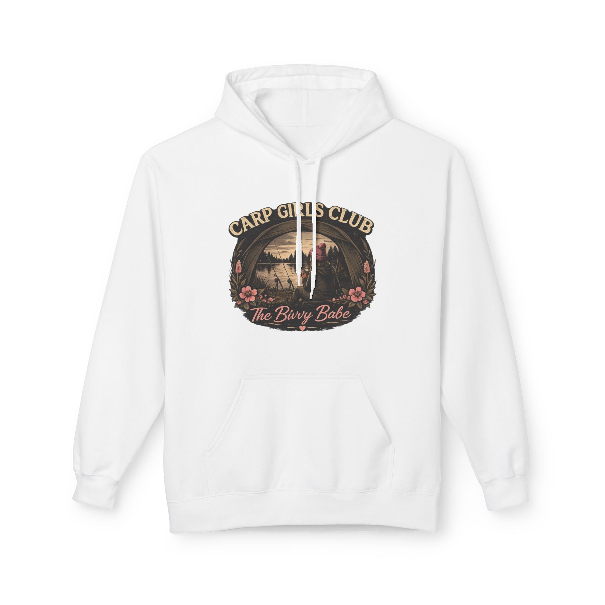 Carp Girls Club Hoodie — "The Bivvy Babe" Fishing Graphic Hoodie