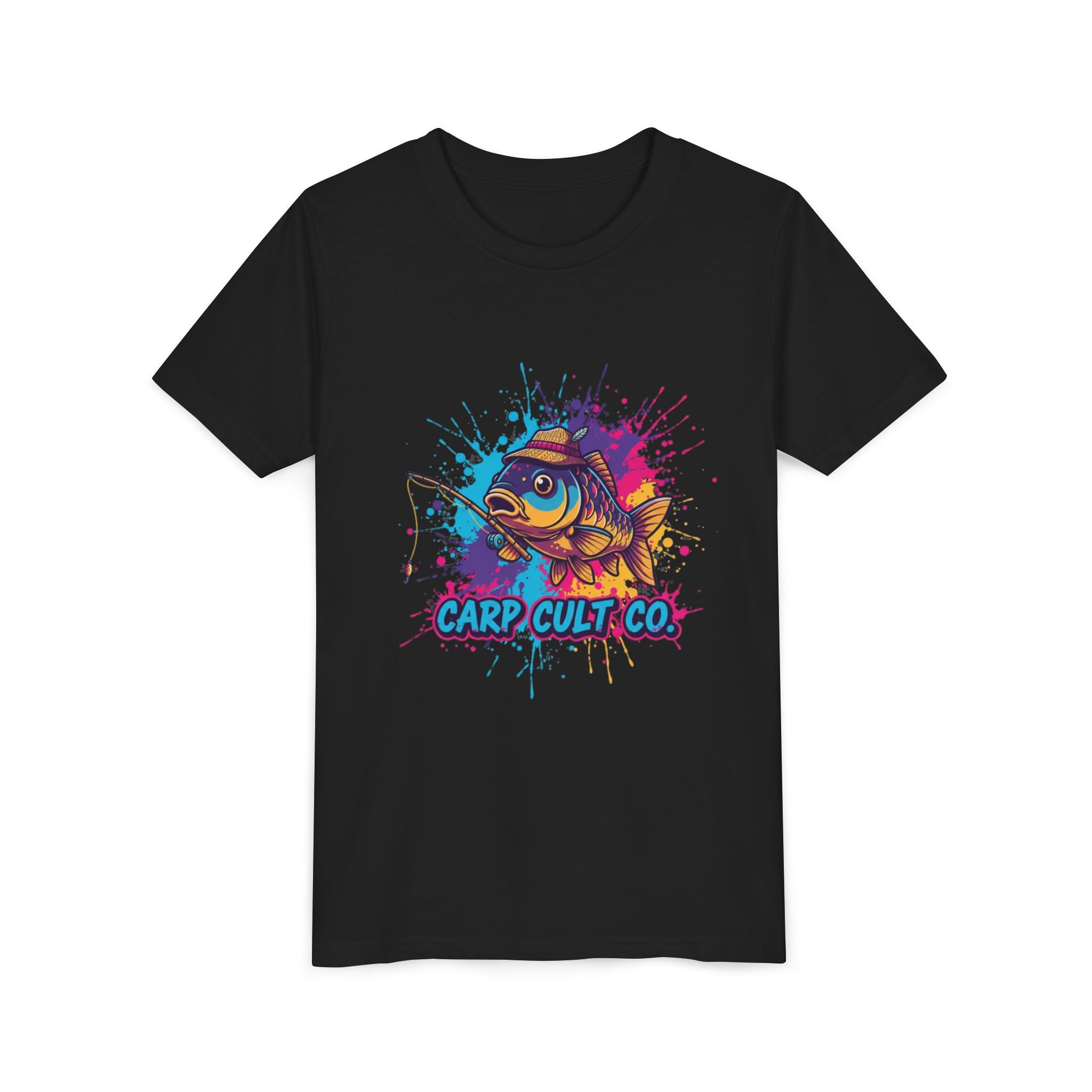 Kids Tee — Colorful 'Carp Cult Co.' Splash Art Carp Graphic Kids T-Shirt