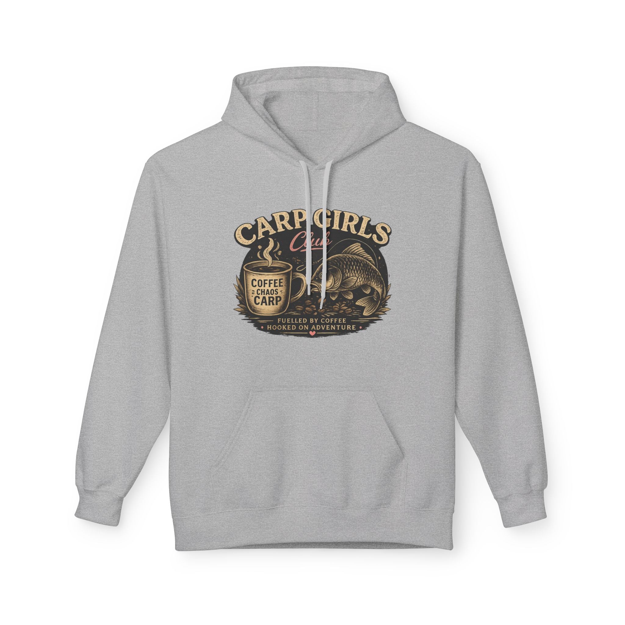 Carp Girls Hoodie – Vintage Fishing Coffee & Carp Graphic Pullover