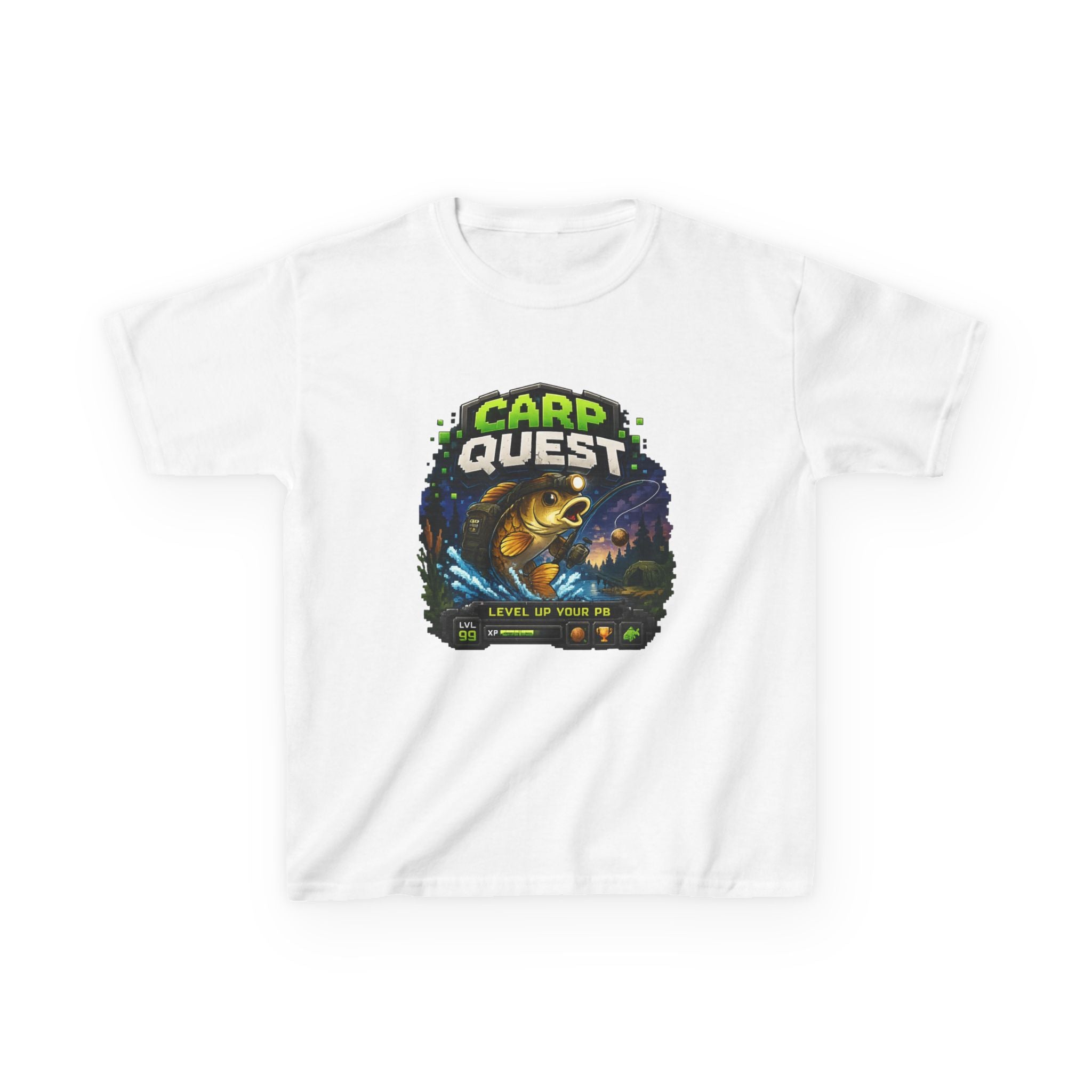 Kids Tee — "Carp Quest" Fishing Adventure Graphic Shirt