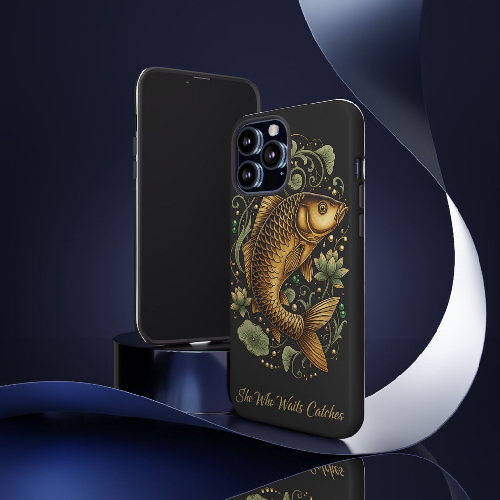 Phone Case — Carp Fish 'She Who Waits Catches' Protective Hard Cover