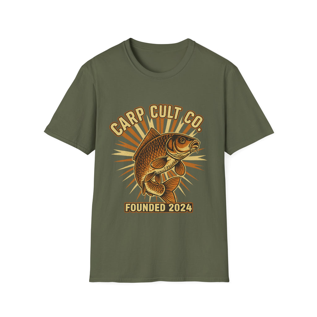 Carp Cult Co. T-Shirt — Vintage Fishing Graphic Tee (Founded 2024)