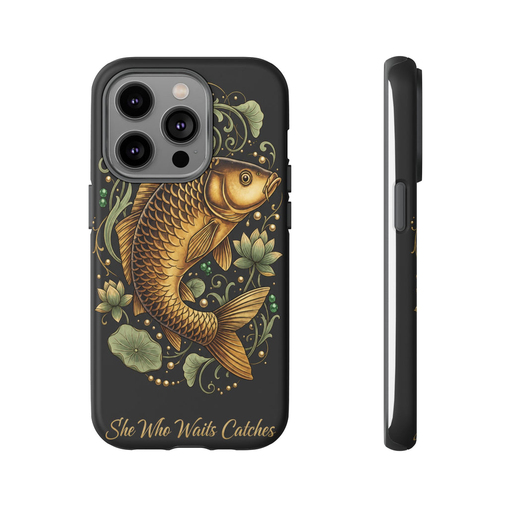 Phone Case — Carp Fish 'She Who Waits Catches' Protective Hard Cover
