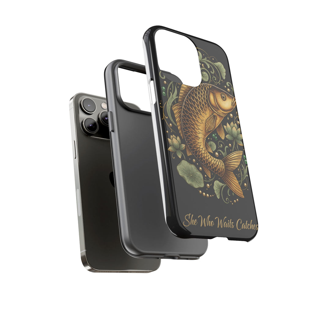 Phone Case — Carp Fish 'She Who Waits Catches' Protective Hard Cover