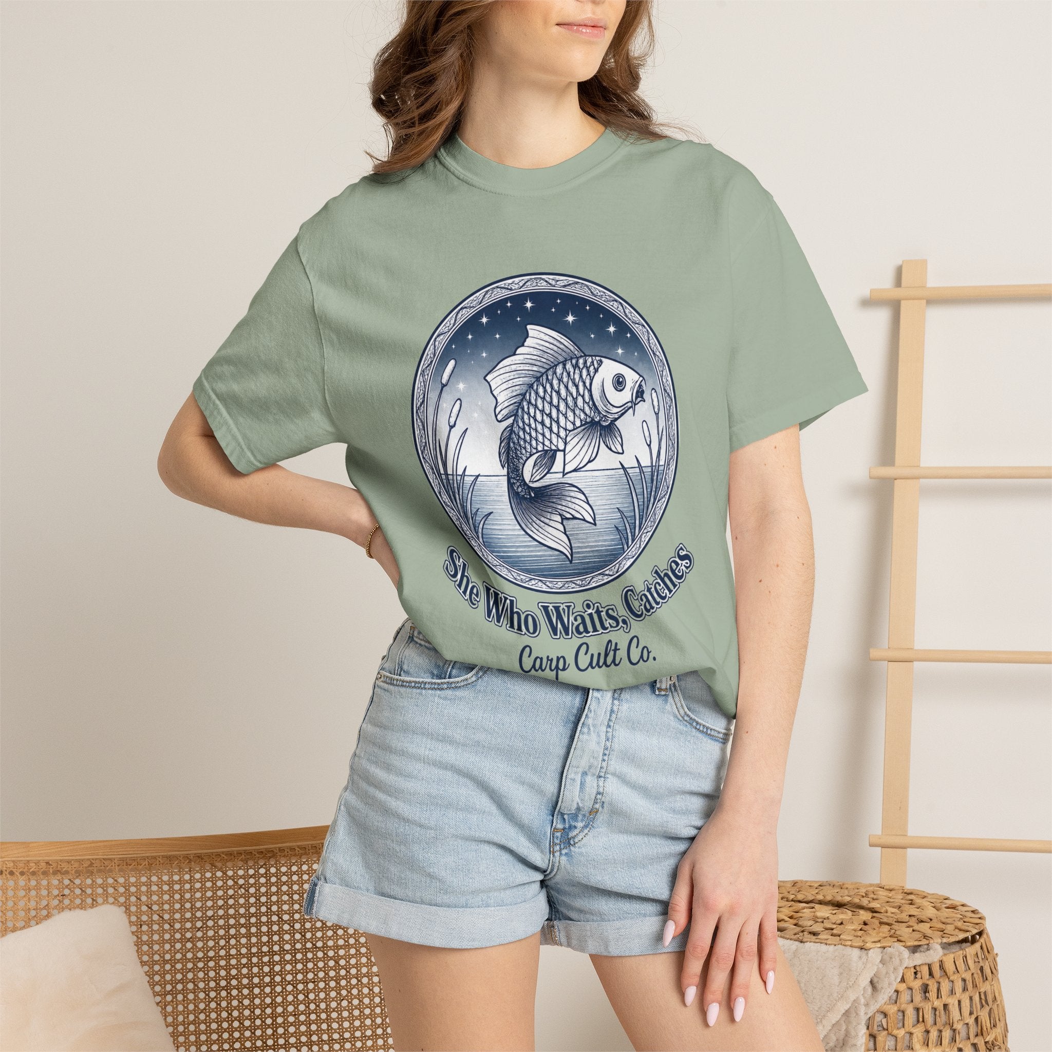 She who waits catches t shirt / carp cult co.