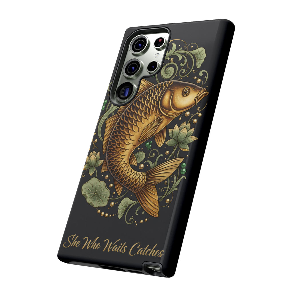 Phone Case — Carp Fish 'She Who Waits Catches' Protective Hard Cover