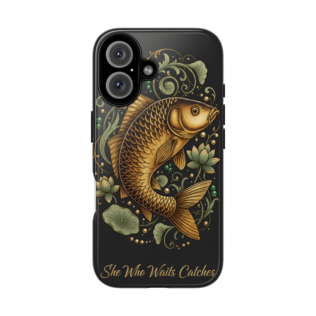Phone Case — Carp Fish 'She Who Waits Catches' Protective Hard Cover