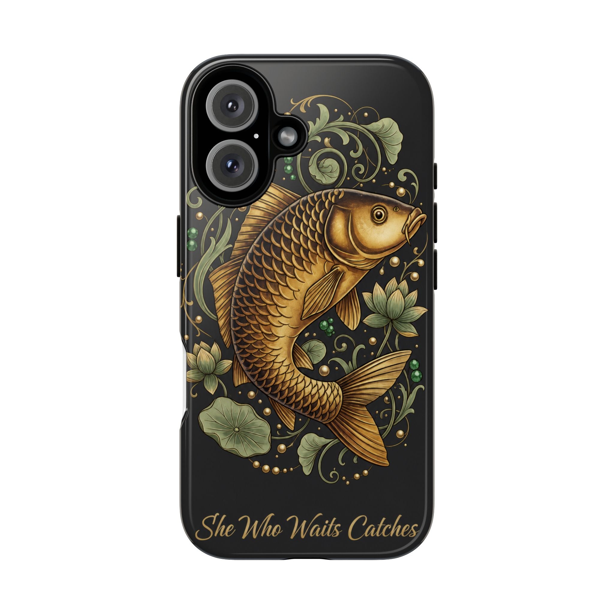 Phone Case — Carp Fish 'She Who Waits Catches' Protective Hard Cover