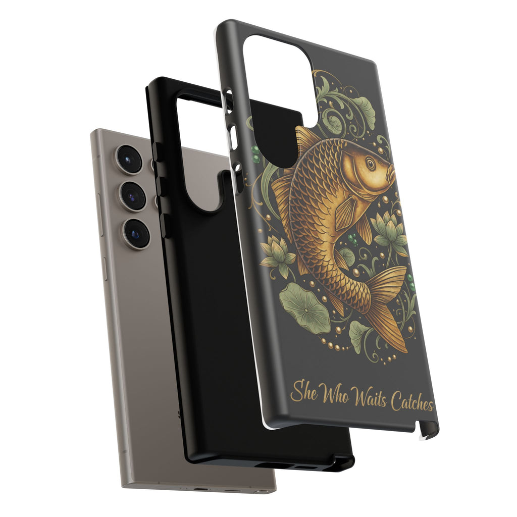 Phone Case — Carp Fish 'She Who Waits Catches' Protective Hard Cover