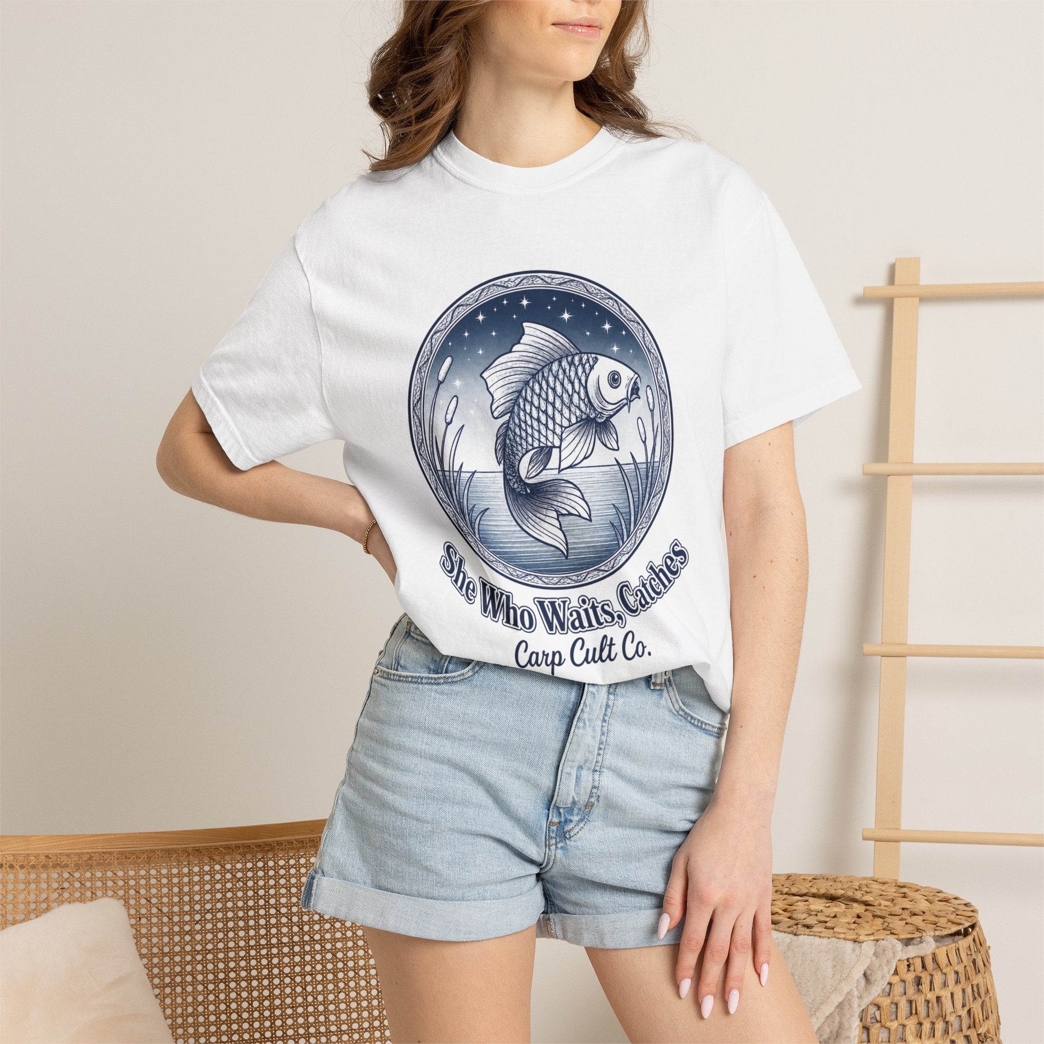 She who waits catches t shirt / carp cult co.