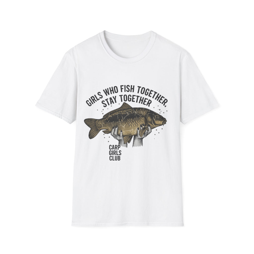 Fishing T-Shirt — "Girls Who Fish Together Stay Together" Carp Club Tee