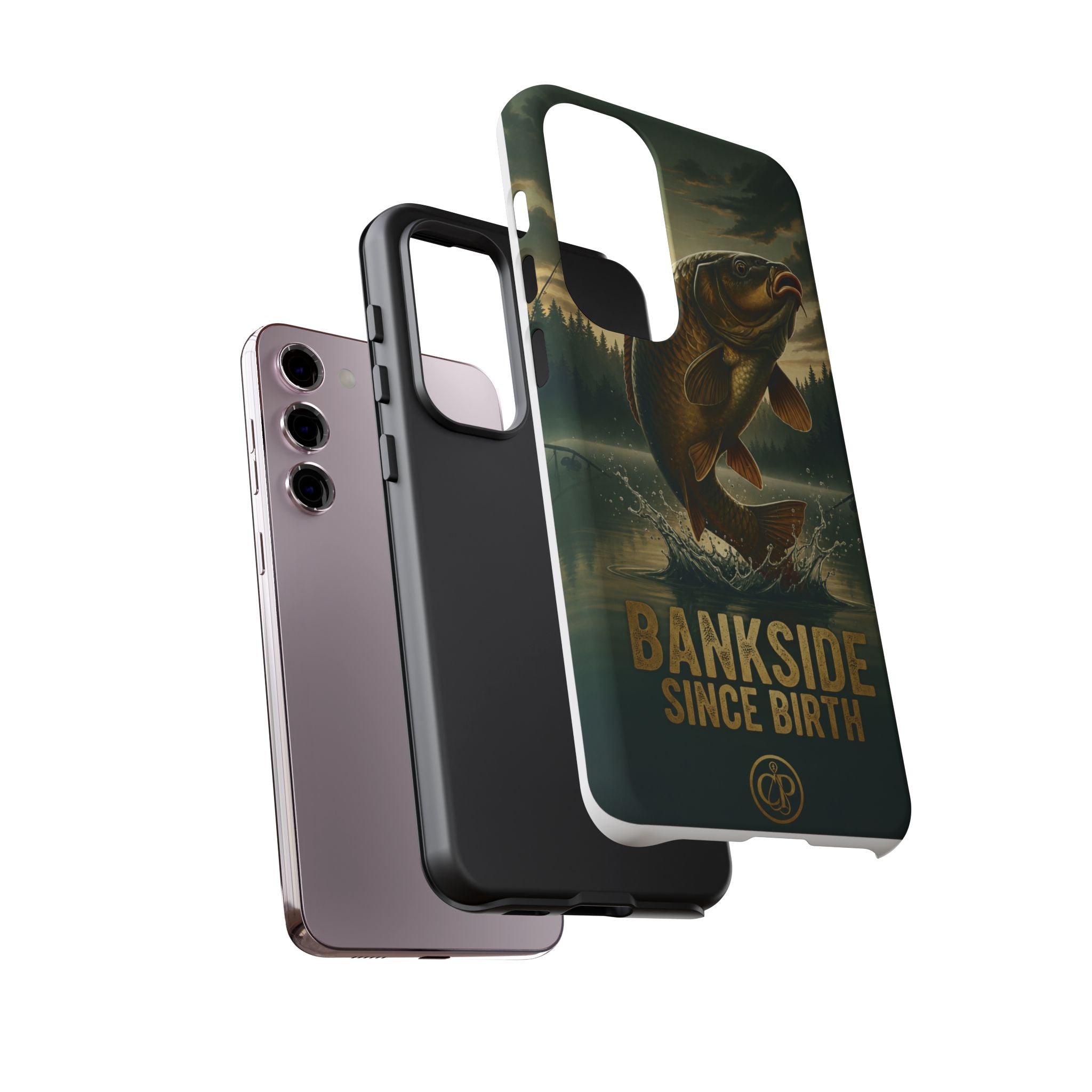 Phone Case - "Bankside Since Birth" Fishing Design (Carp Jumping, Angler Gift)
