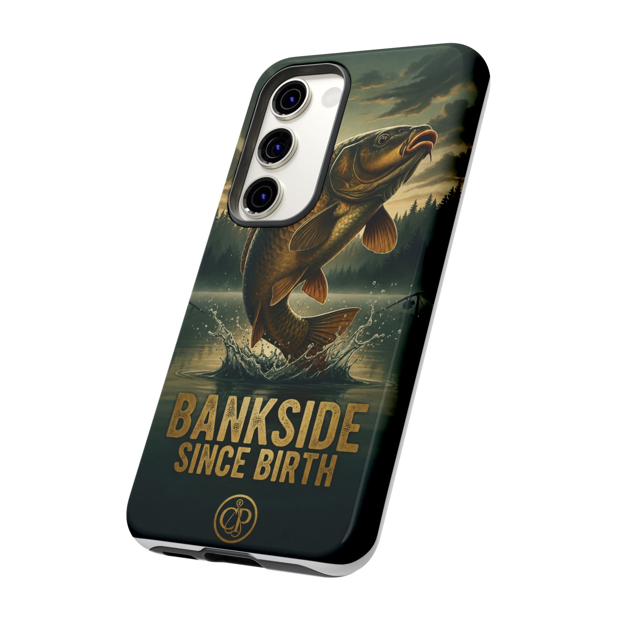 Phone Case - "Bankside Since Birth" Fishing Design (Carp Jumping, Angler Gift)