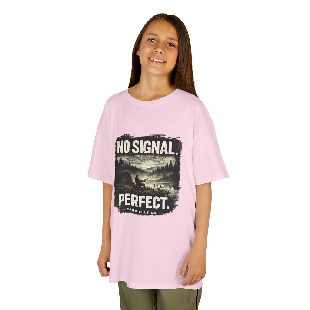 Kids T-Shirt — "No Signal. Perfect." Carp Fishing " Graphic Tee