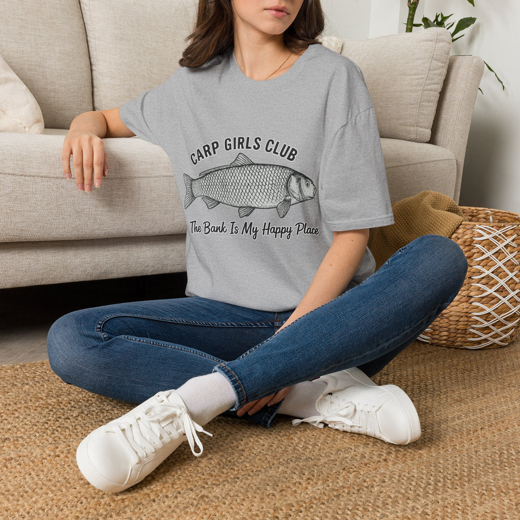 Carp Girls Club T-Shirt — "The Bank Is My Happy Place" Fishing Tee