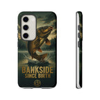 Phone Case - "Bankside Since Birth" Fishing Design (Carp Jumping, Angler Gift)