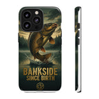 Phone Case - "Bankside Since Birth" Fishing Design (Carp Jumping, Angler Gift)