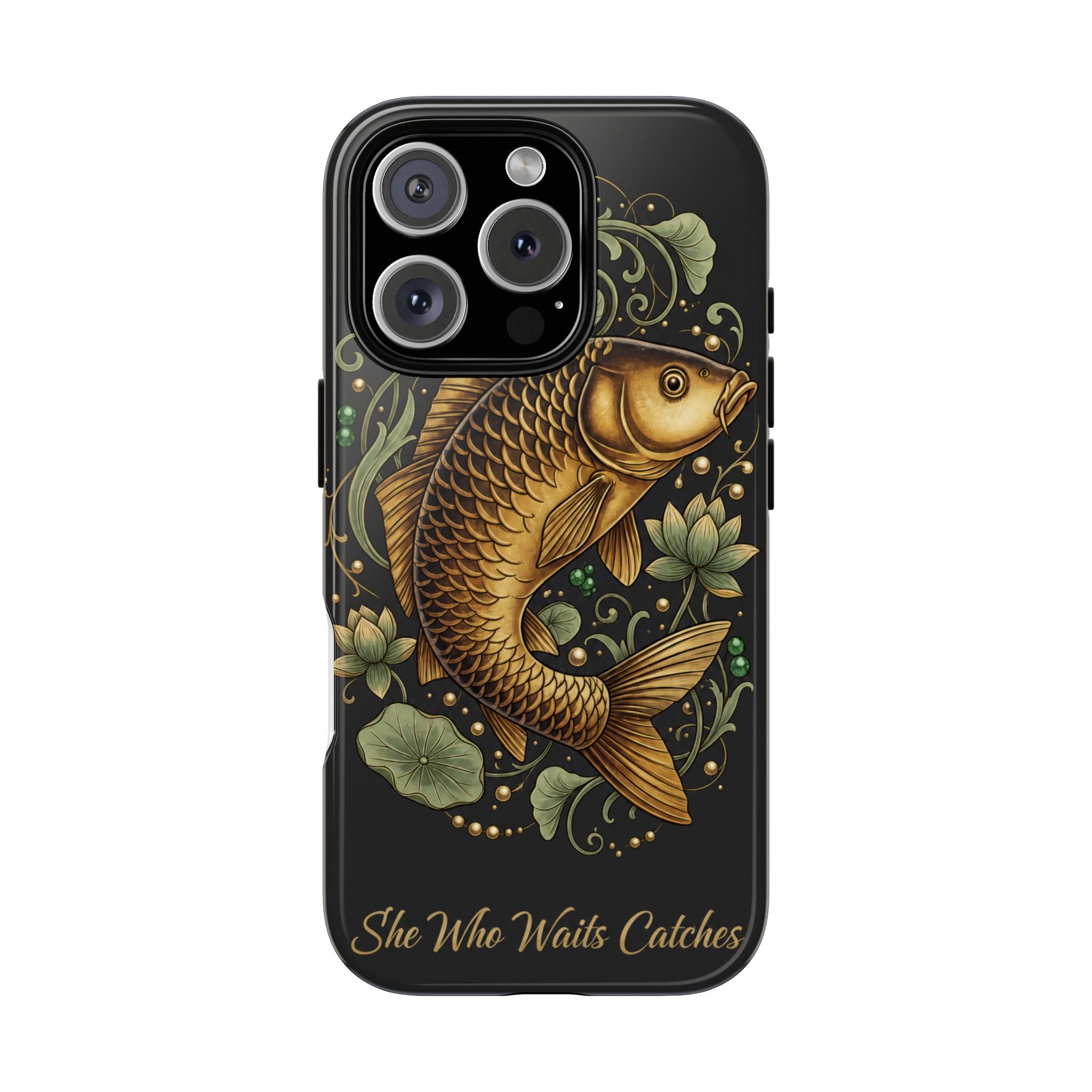 Phone Case — Carp Fish 'She Who Waits Catches' Protective Hard Cover