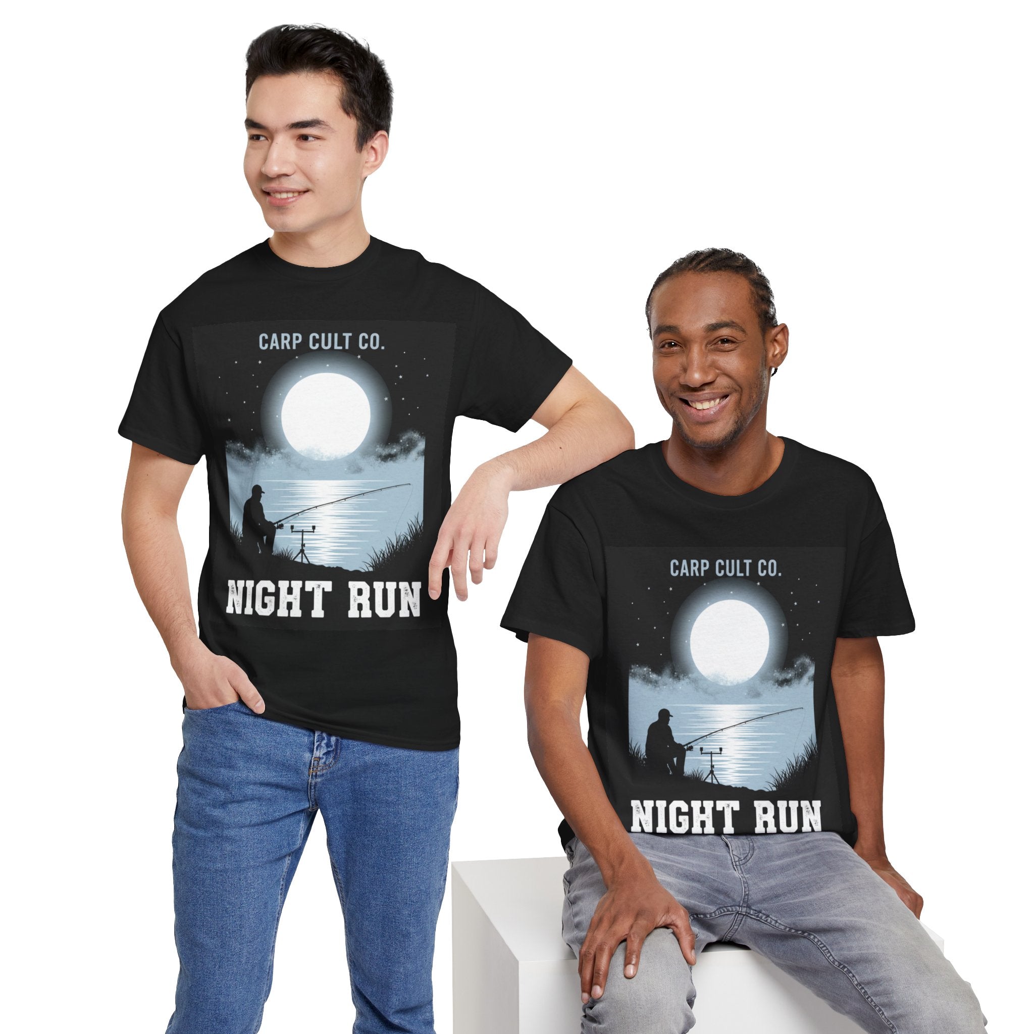 Night Run Carp Fishing Tee — "Carp Cult Co. Night Run" Graphic T-Shirt