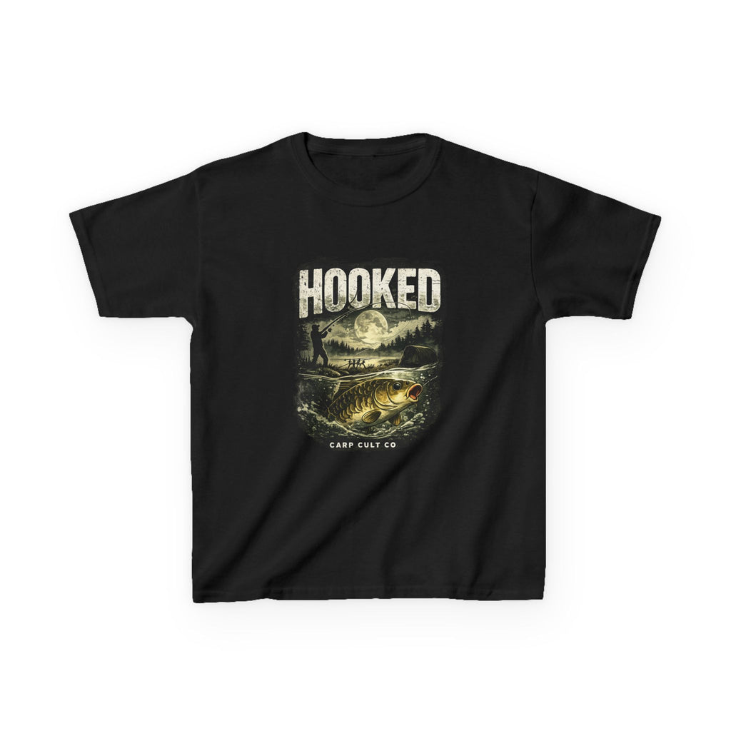 Kids T-Shirt — "Hooked" Fishing Graphic Tee for Young Anglers
