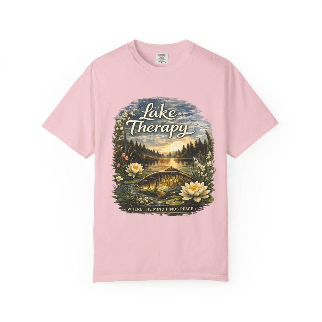 Lake Therapy T-Shirt — Scenic Nature Tee with 'Where the Mind Finds Peace'