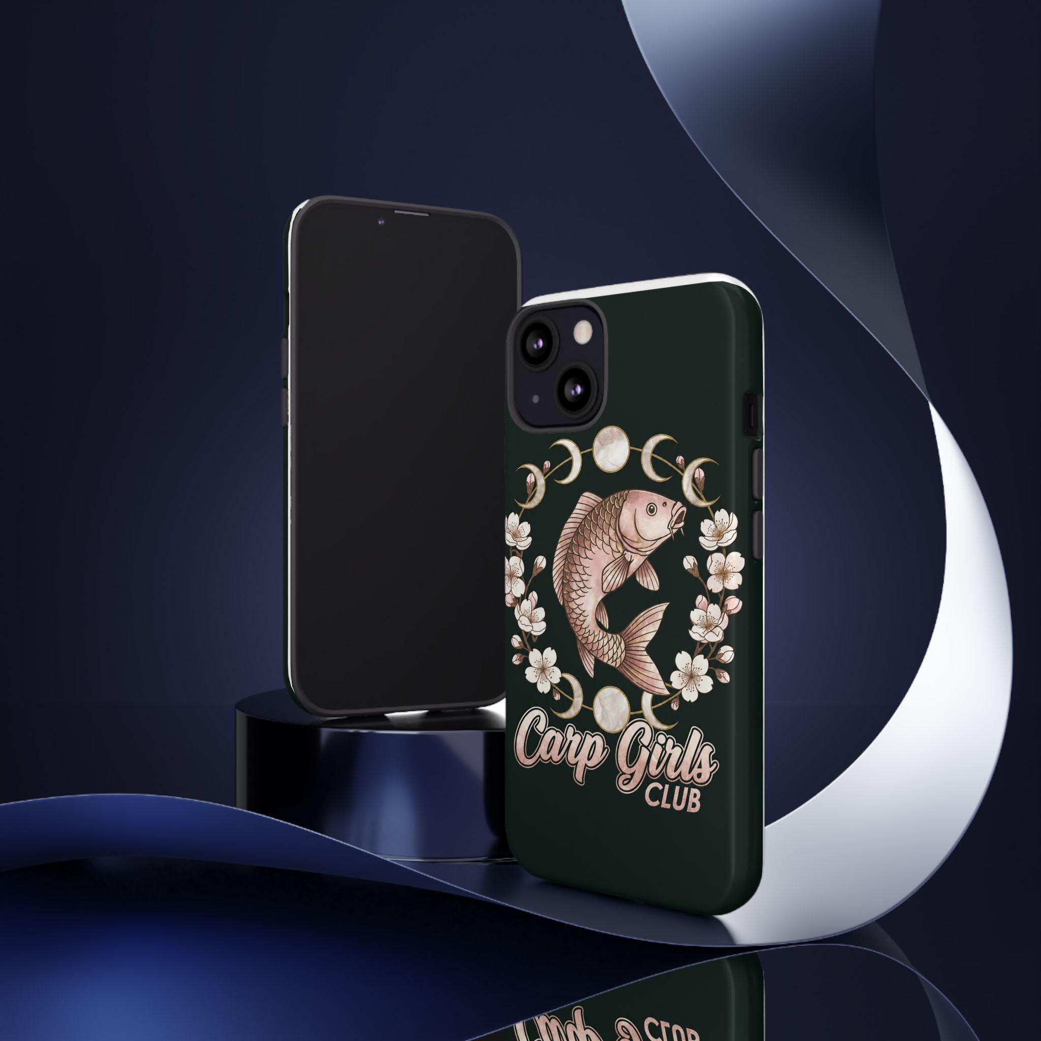 Carp Girls Club Phone Case — Floral Moon Fishing Design