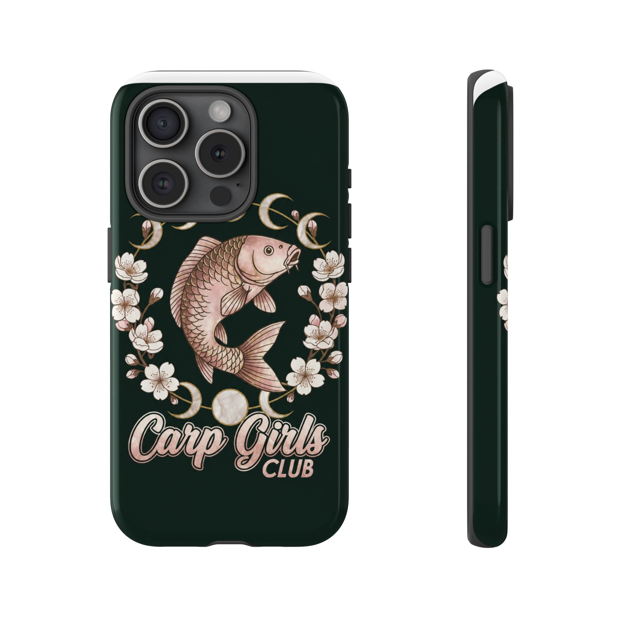 Carp Girls Club Phone Case — Floral Moon Fishing Design