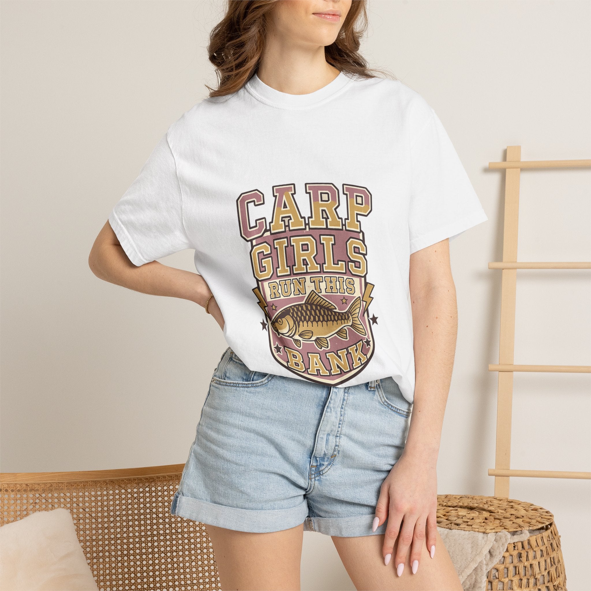 Carp Girls Run This Bank T-Shirt — Fishing Graphic Tee for Women Anglers