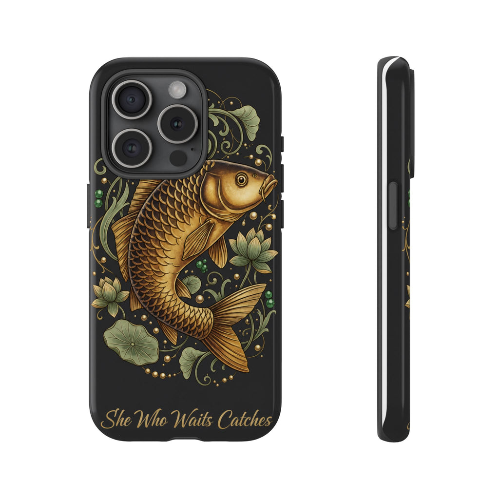 Phone Case — Carp Fish 'She Who Waits Catches' Protective Hard Cover