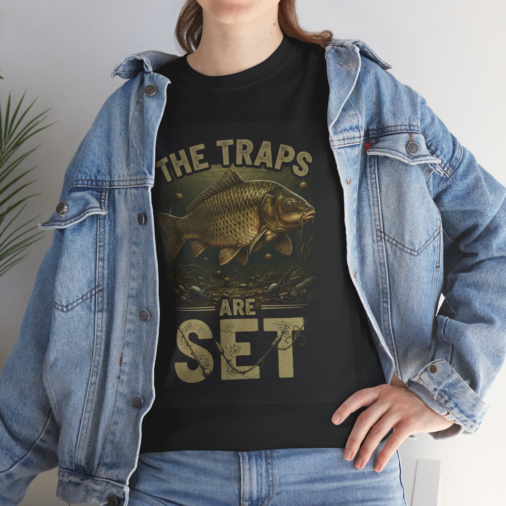 Fishing T‑Shirt — “The Traps Are Set” Carp Angler Tee
