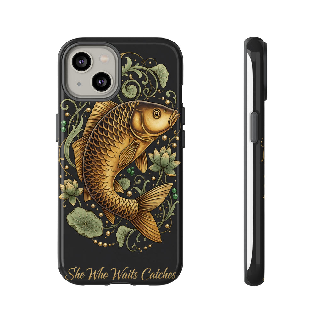 Phone Case — Carp Fish 'She Who Waits Catches' Protective Hard Cover