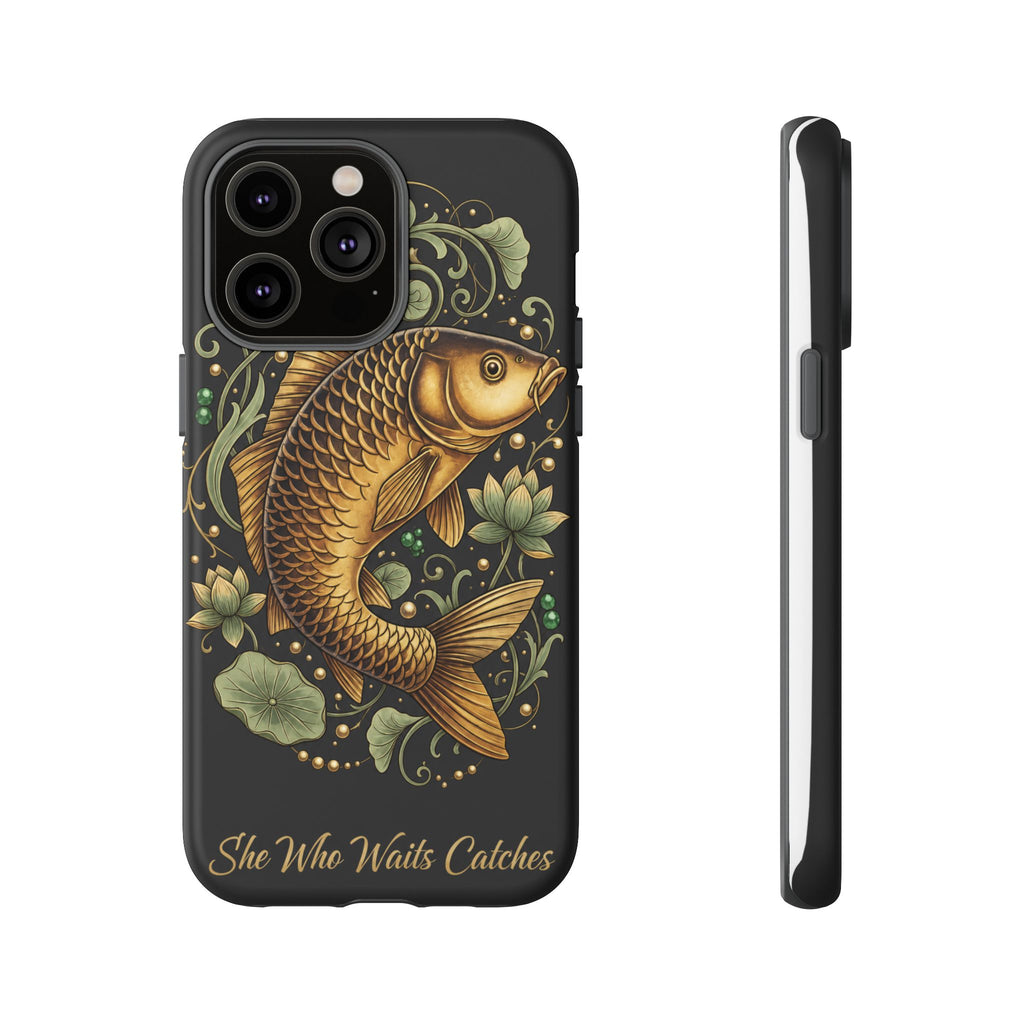 Phone Case — Carp Fish 'She Who Waits Catches' Protective Hard Cover
