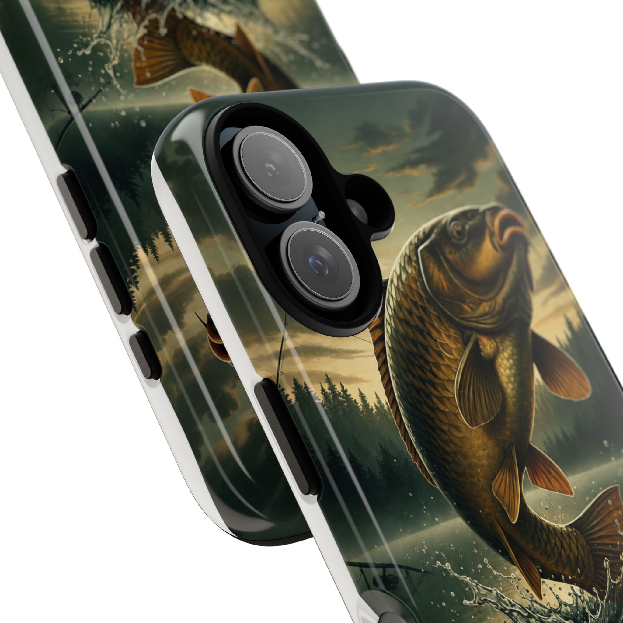 Phone Case - "Bankside Since Birth" Fishing Design (Carp Jumping, Angler Gift)