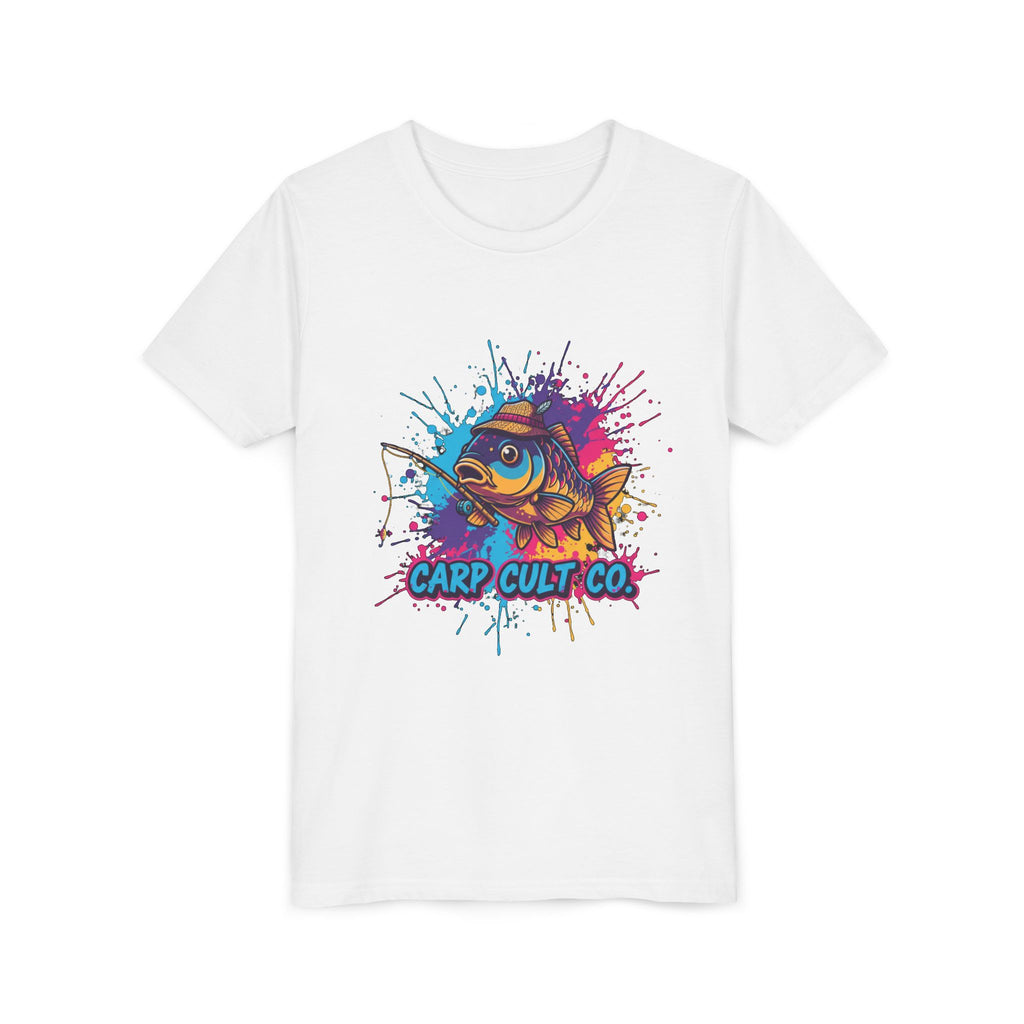 Kids Tee — Colorful 'Carp Cult Co.' Splash Art Carp Graphic Kids T-Shirt