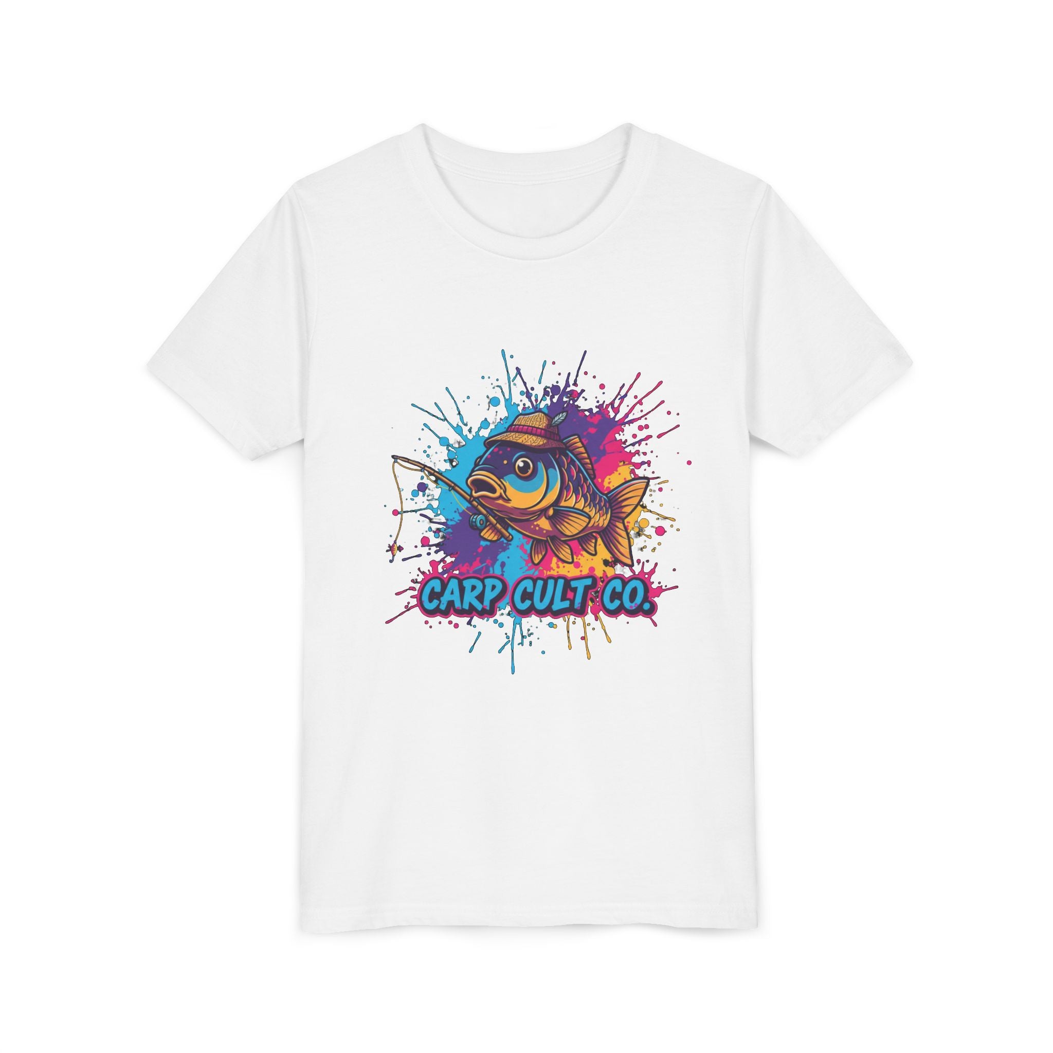 Kids Tee — Colorful 'Carp Cult Co.' Splash Art Carp Graphic Kids T-Shirt