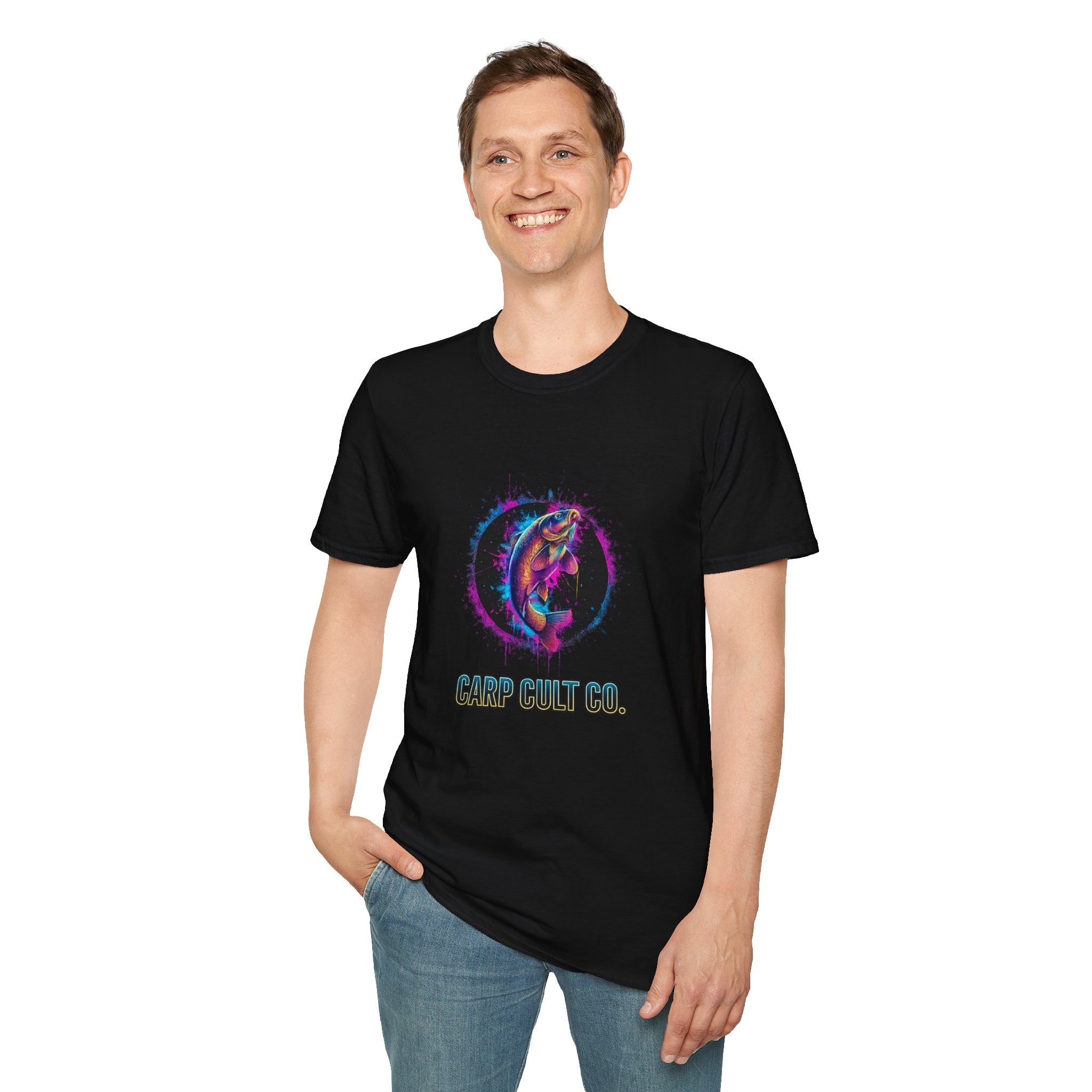 Splash Art Rainbow Carp T-Shirt — 'Carp Cult Co.' Fishing Graphic Tee