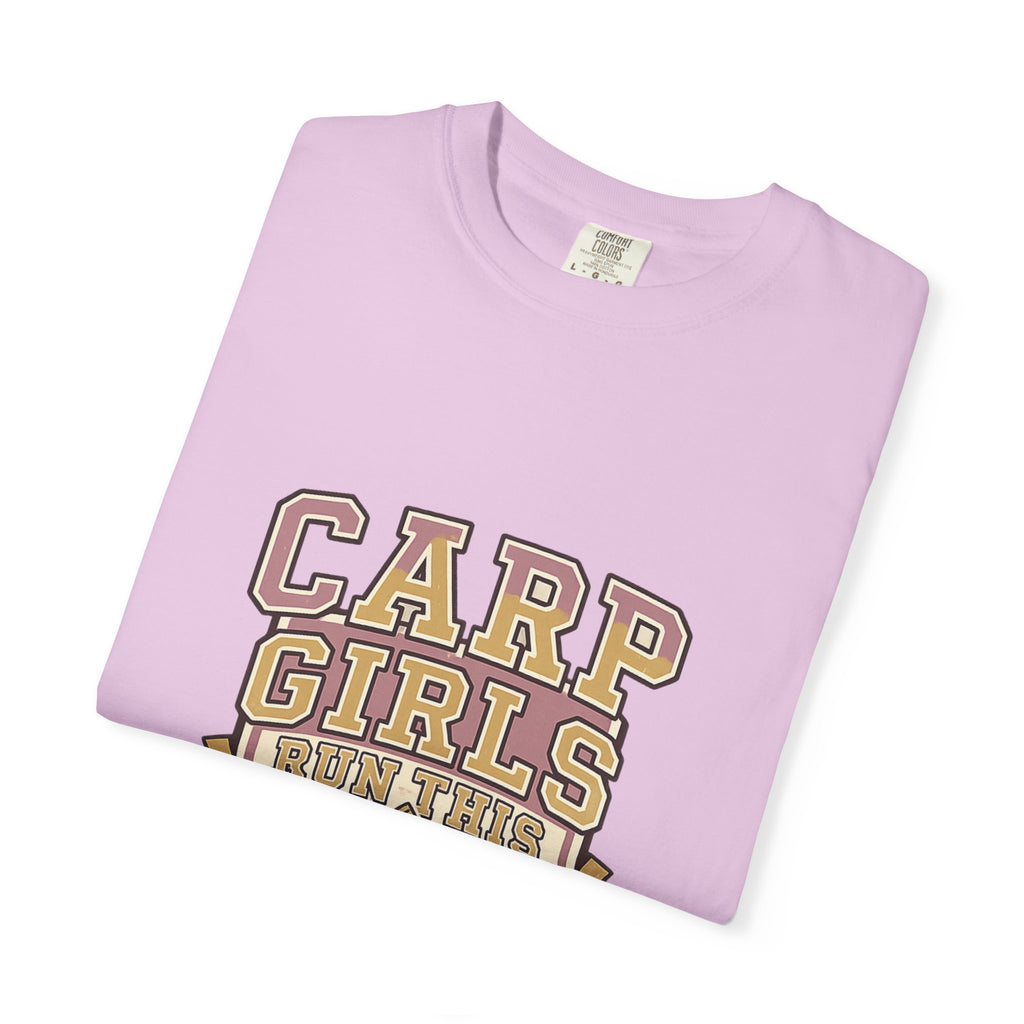 Carp Girls Run This Bank T-Shirt — Fishing Graphic Tee for Women Anglers