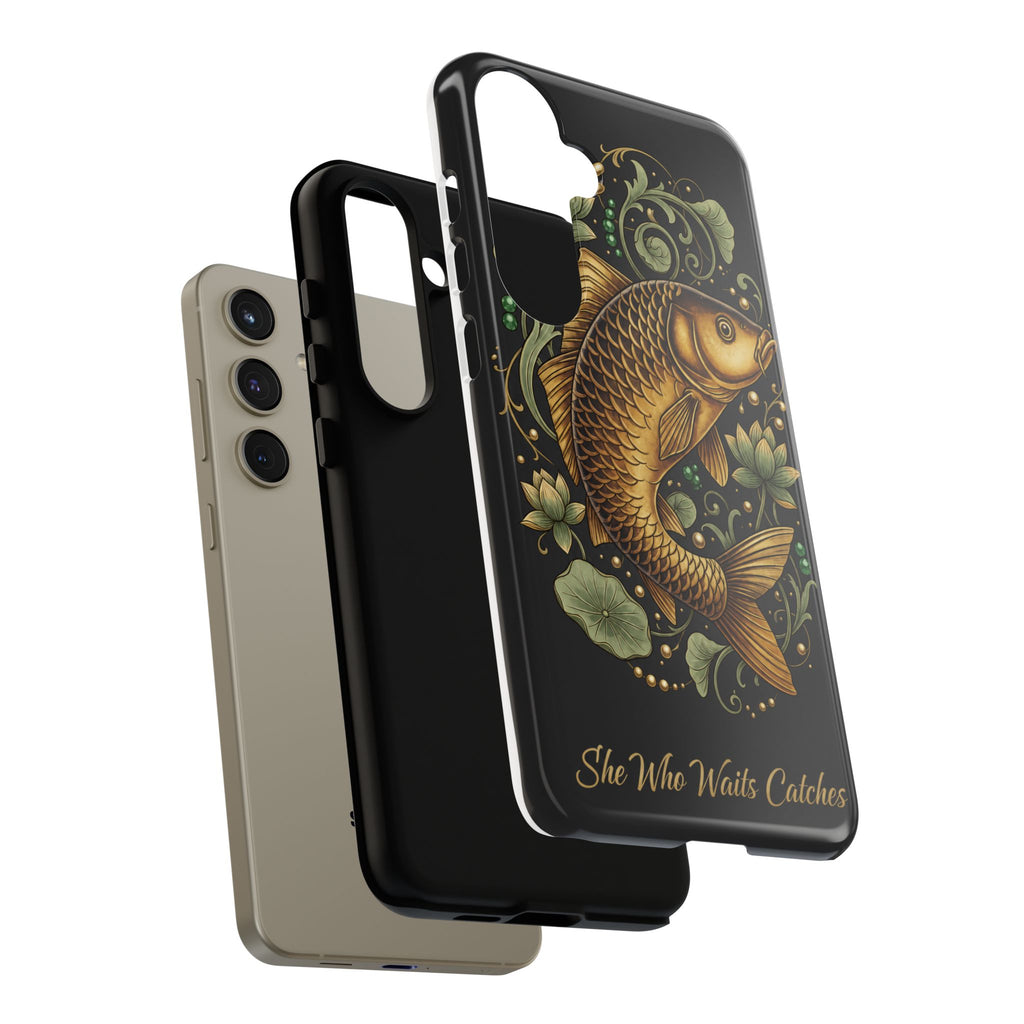 Phone Case — Carp Fish 'She Who Waits Catches' Protective Hard Cover