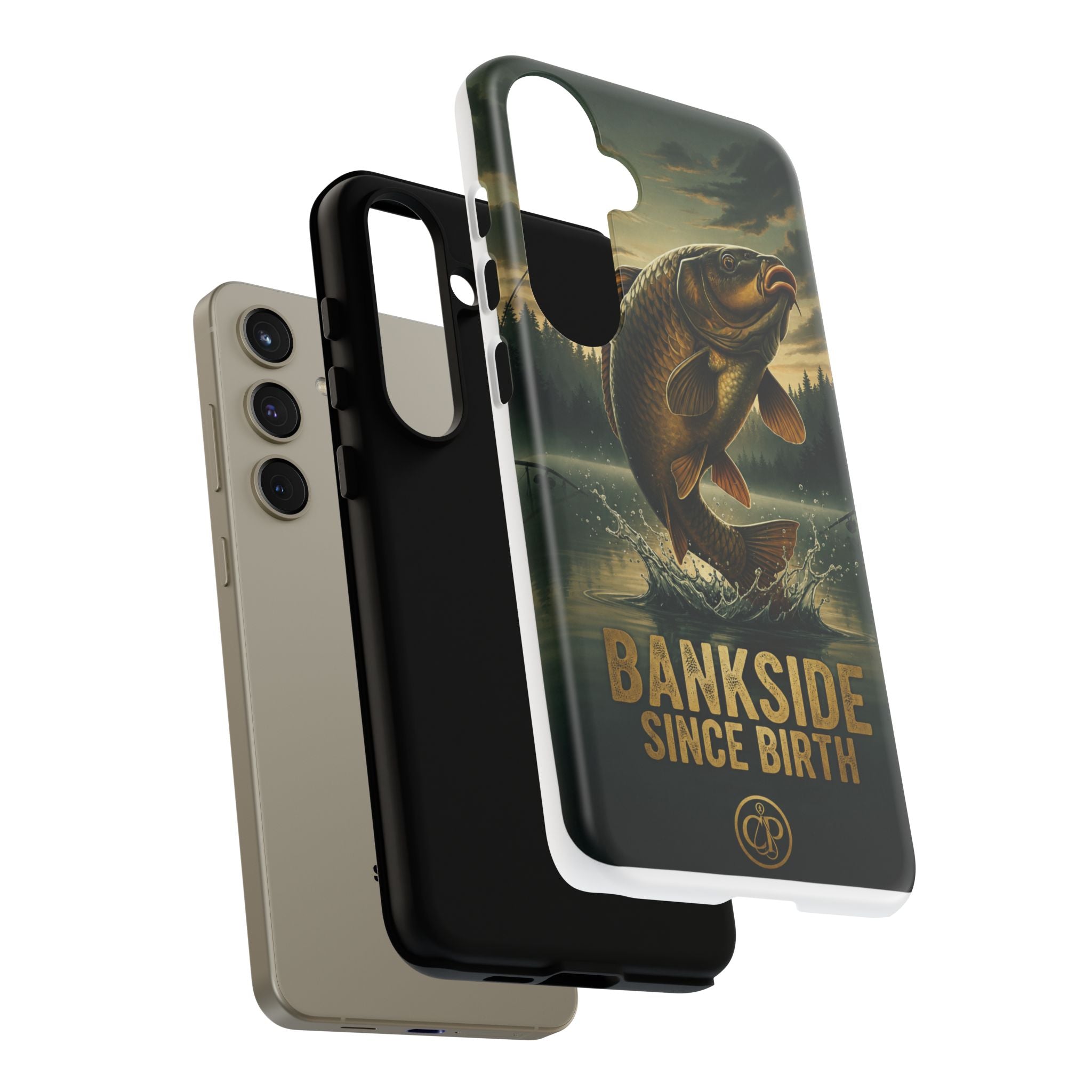 Phone Case - "Bankside Since Birth" Fishing Design (Carp Jumping, Angler Gift)