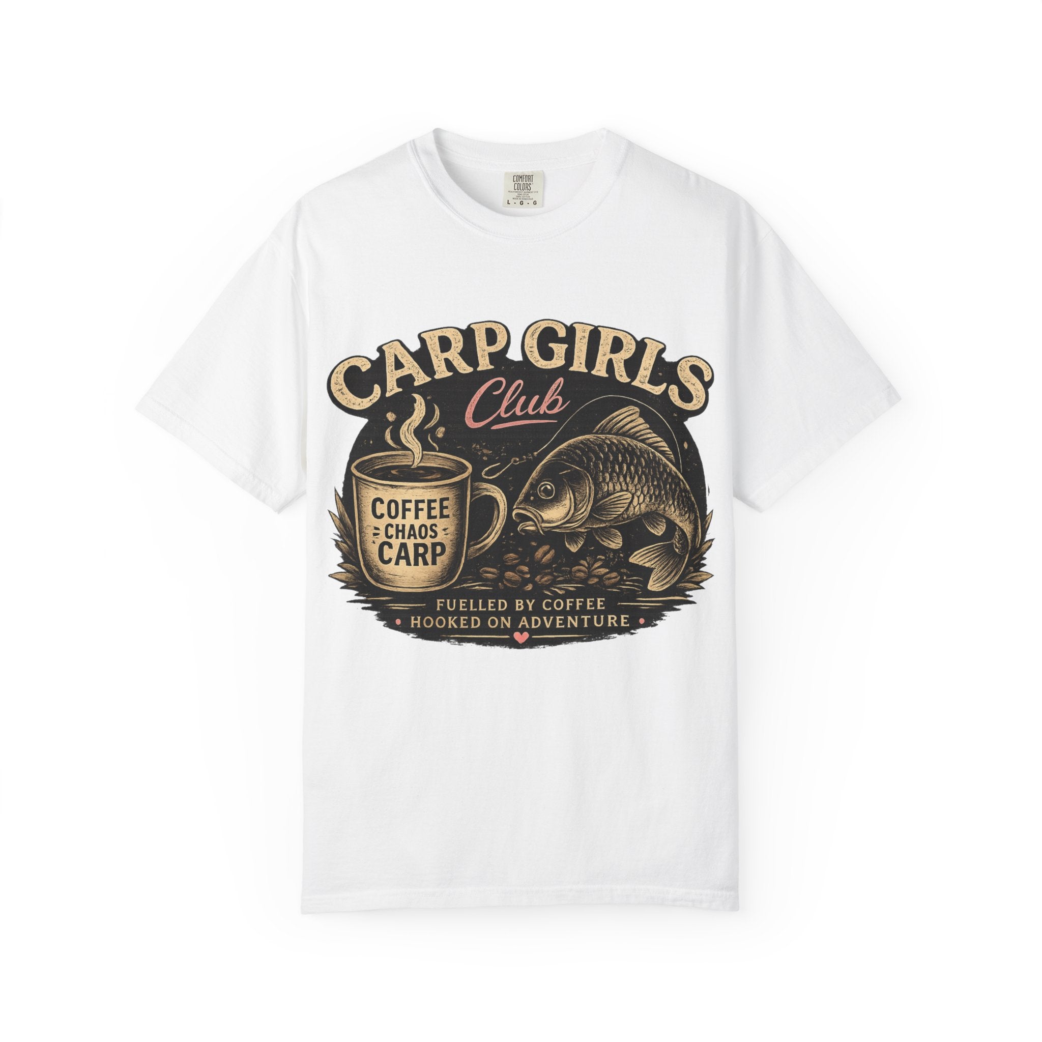 Carp Girls Club T‑Shirt — Coffee, Chaos & Carp Fishing Tee