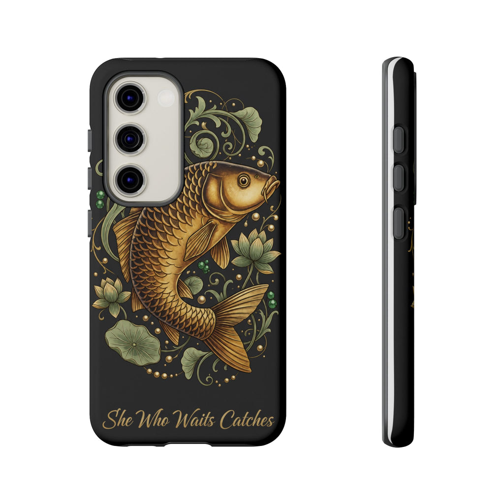 Phone Case — Carp Fish 'She Who Waits Catches' Protective Hard Cover