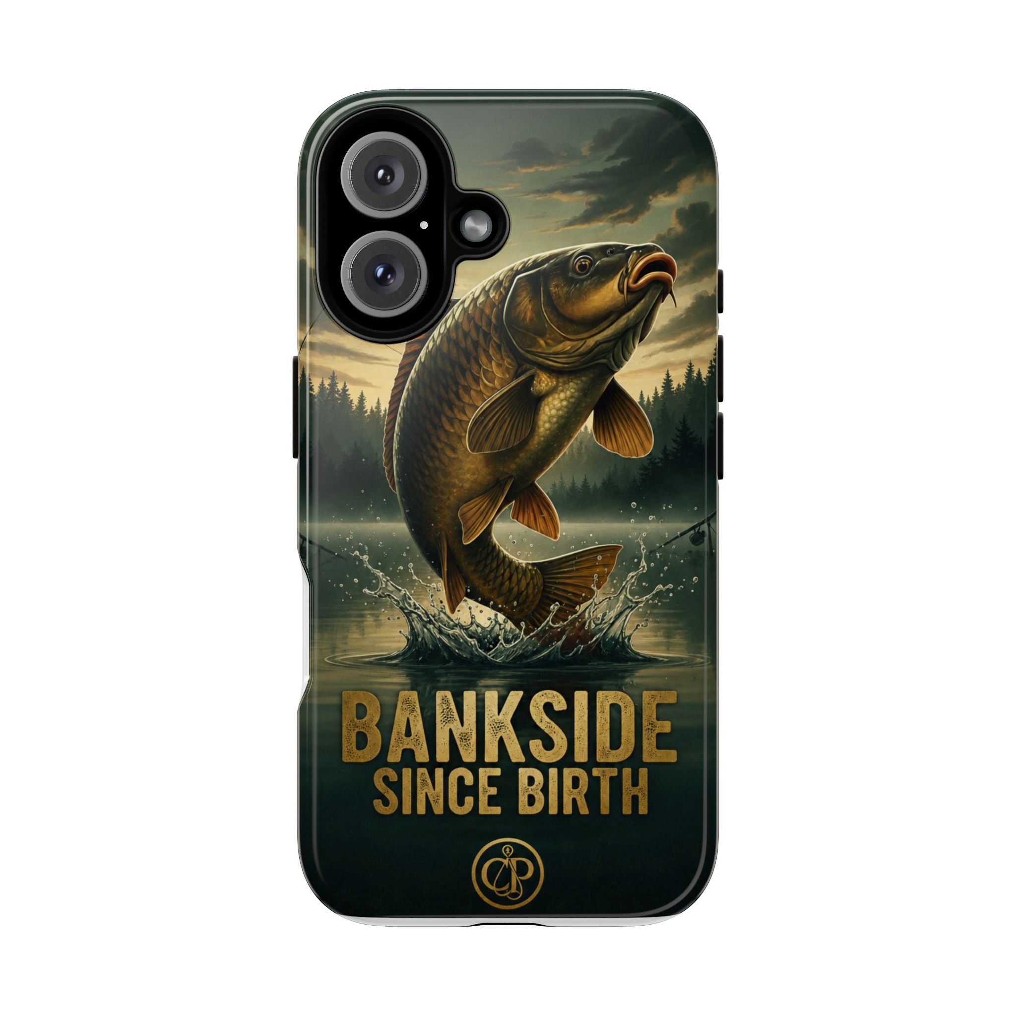 Phone Case - "Bankside Since Birth" Fishing Design (Carp Jumping, Angler Gift)