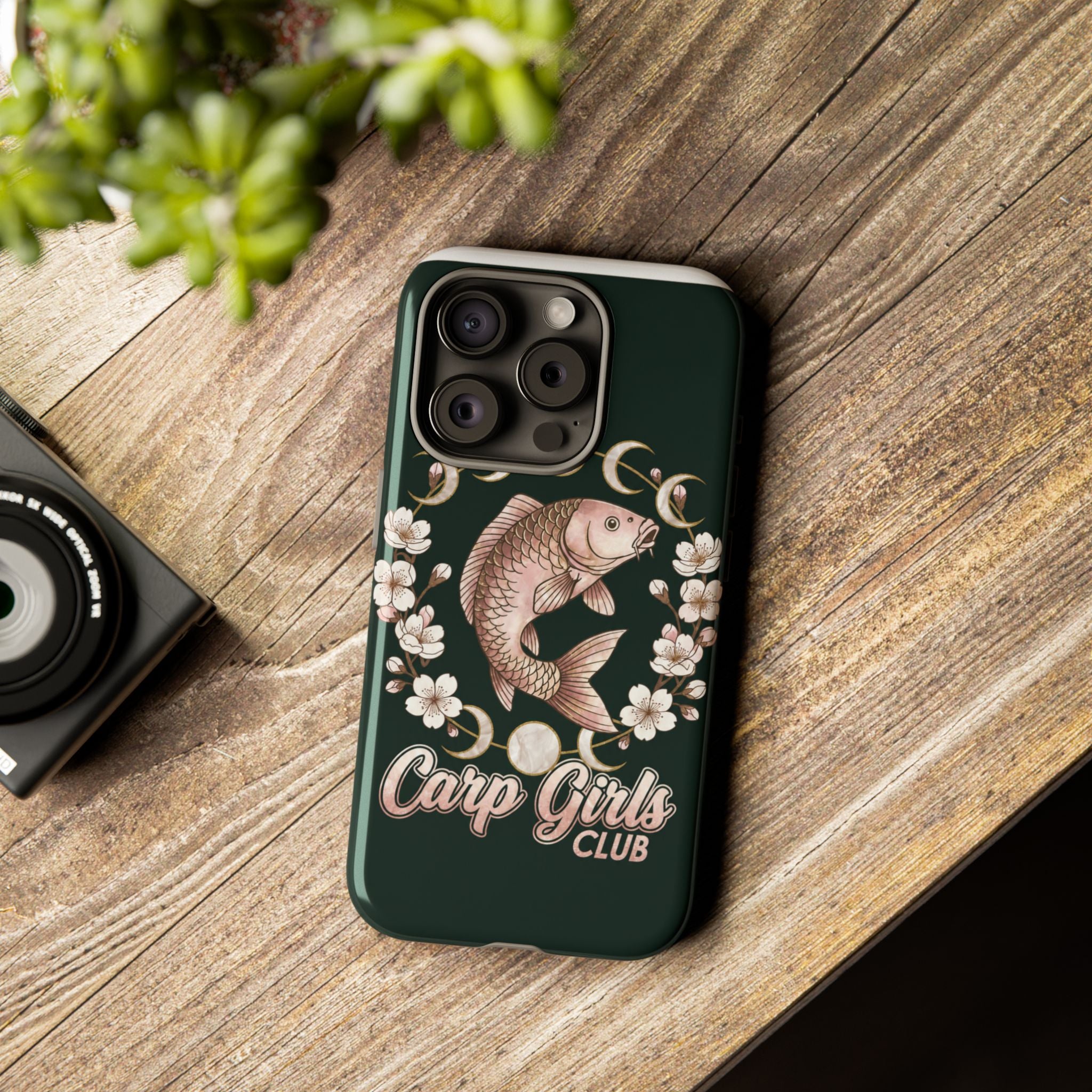 Carp Girls Club Phone Case — Floral Moon Fishing Design