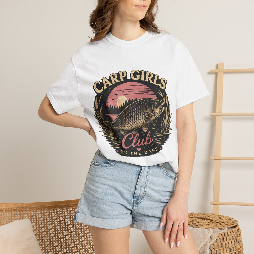 Carp Girls Club T-Shirt — Fishing Tee, 'On the Bank' Vintage-Style Top