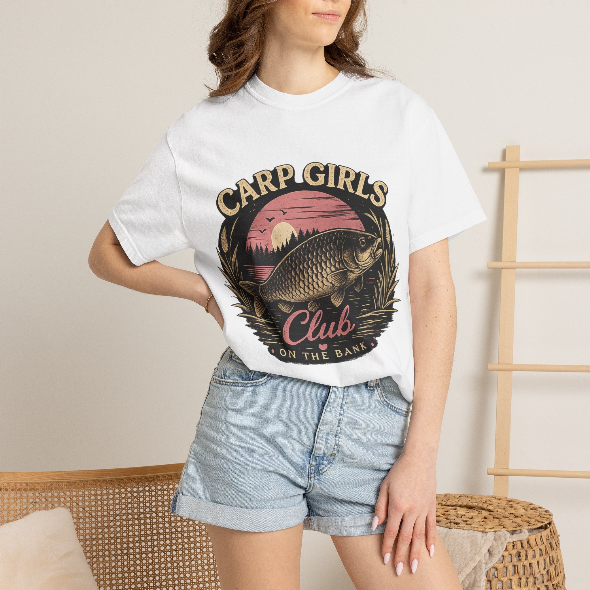 Carp Girls Club T-Shirt — Fishing Tee, 'On the Bank' Vintage-Style Top