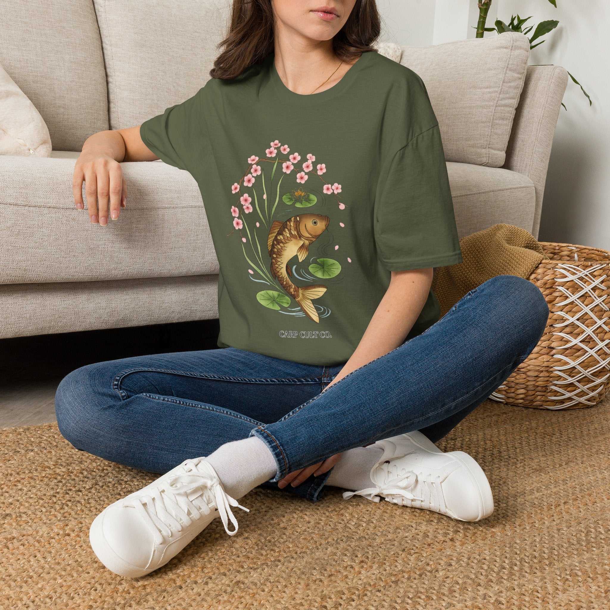 Carp T-Shirt — Cherry Blossom Carp Graphic Tee