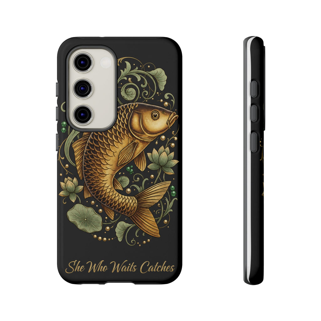 Phone Case — Carp Fish 'She Who Waits Catches' Protective Hard Cover